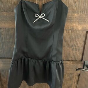 fab'rik Black Strapless Dress with Silver Accent